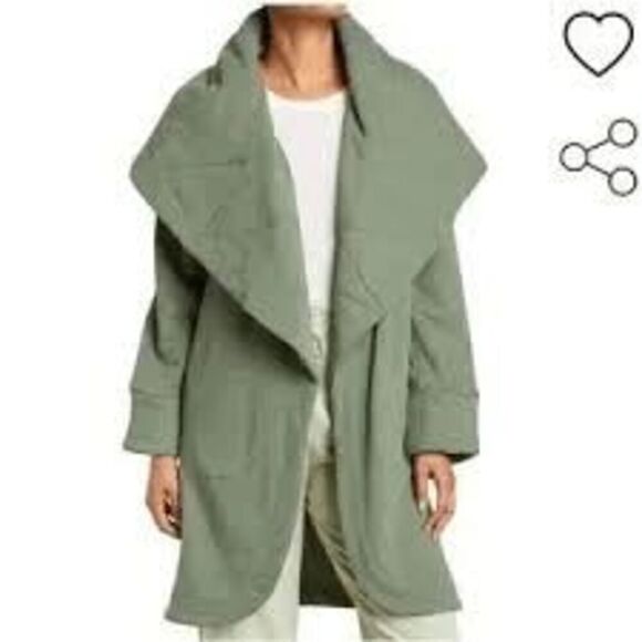 Young, Fabulous & Broke Sandrine Coat in Green, Soft and Comfy Cocoon Coat W/Puf - Picture 1 of 15